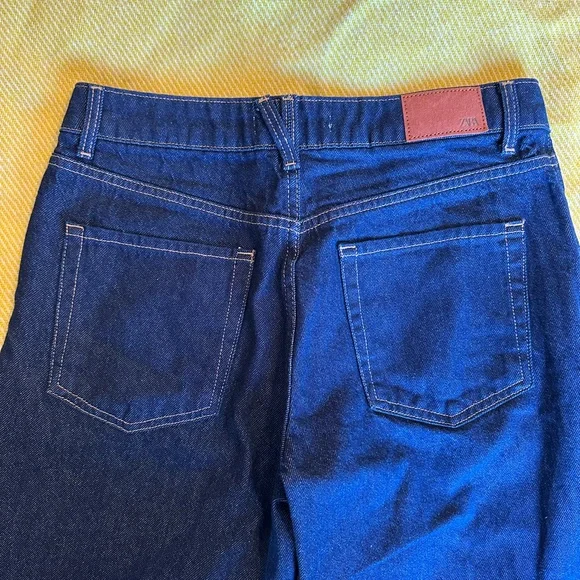 Zara dark denim straight cropped jeans - Picture 2 of 4